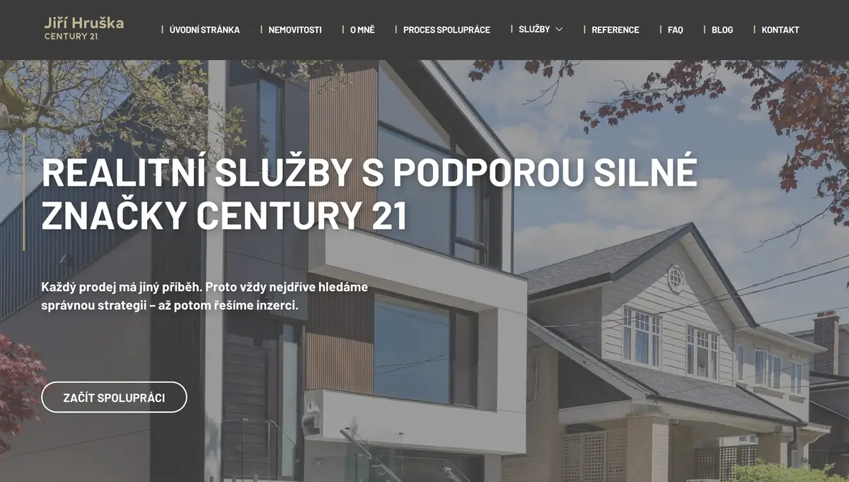 Ukázka webu realitního makléře Jiřího Hrušky